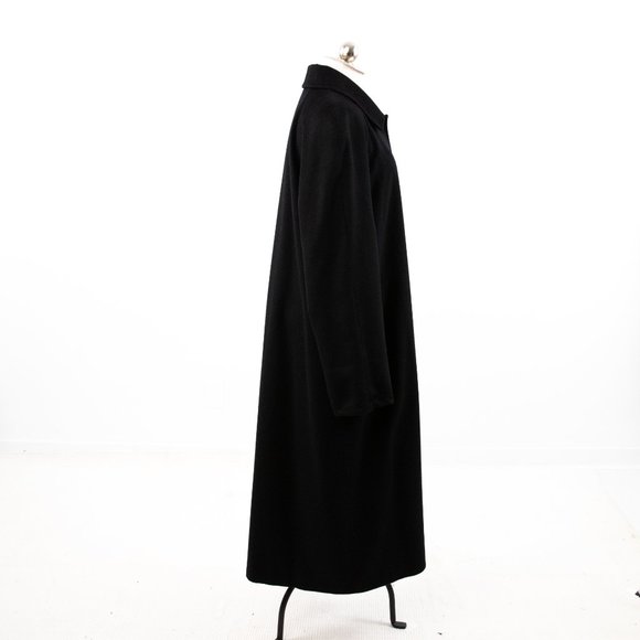 Vintage 80s 90s 12 Cashmere Wool Long Overcoat Black - Picture 5 of 11